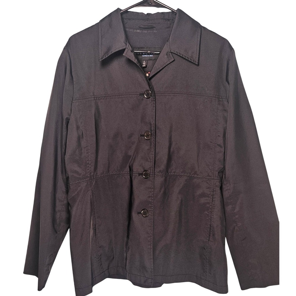 Reaction Kenneth Cole‎ Black Button Front Lightweight Jacket Women's Size L
